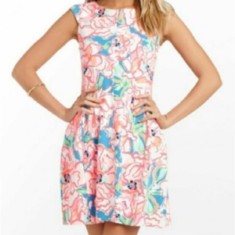 Lilly Pulitzer Floral Dress in Pink and Blue